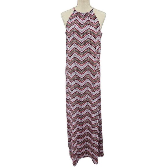 Trina Turk Milian 2 Chevron Maxi Dress Purple Women's XS Preppy Beach Summer - Picture 3 of 14